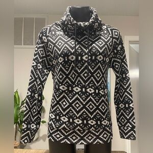Derek Heart Black and White Aztec Turtleneck Sweater, Size Small